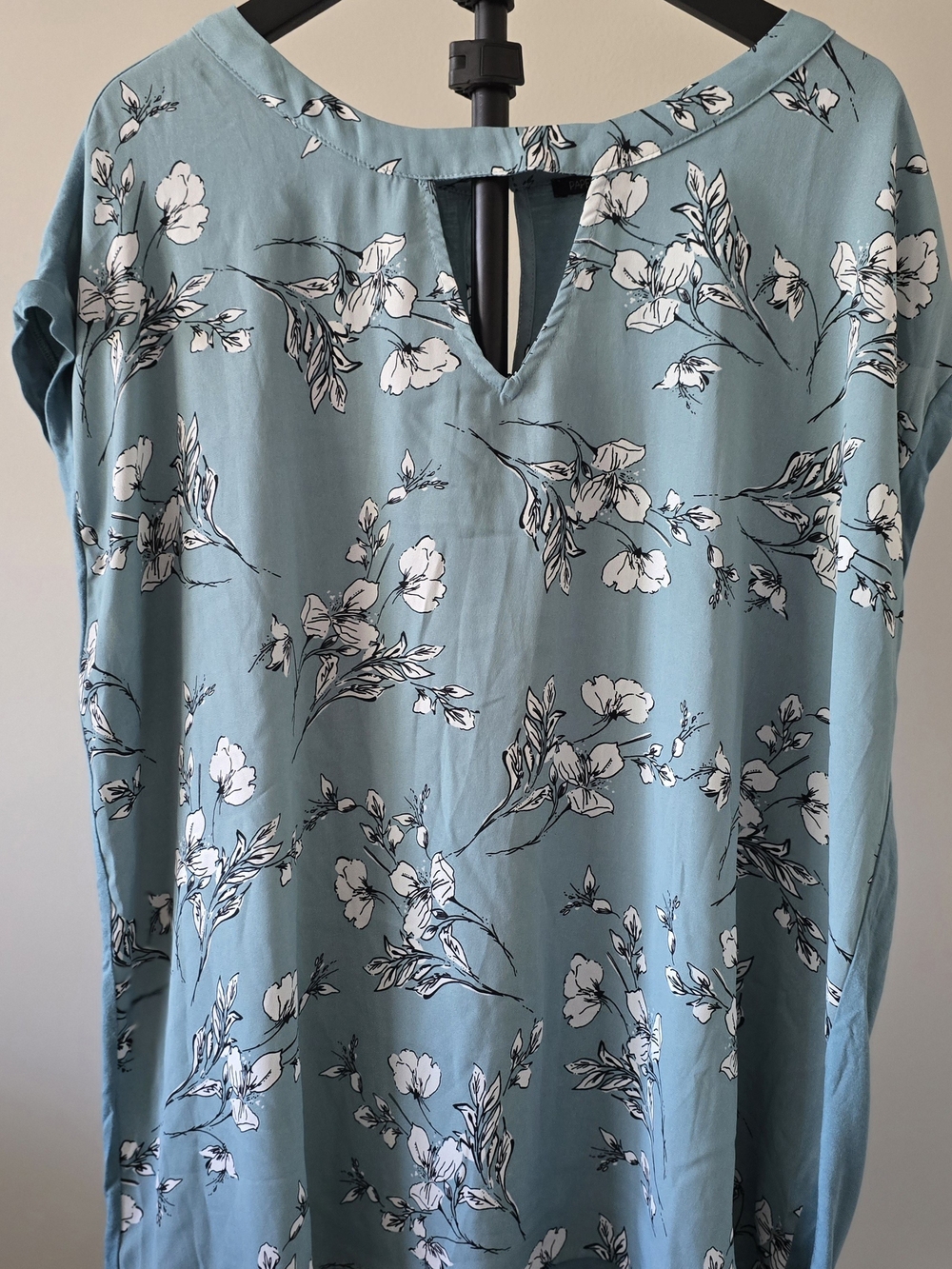 Papermoon Teal Floral Keyhole Shirt 2X